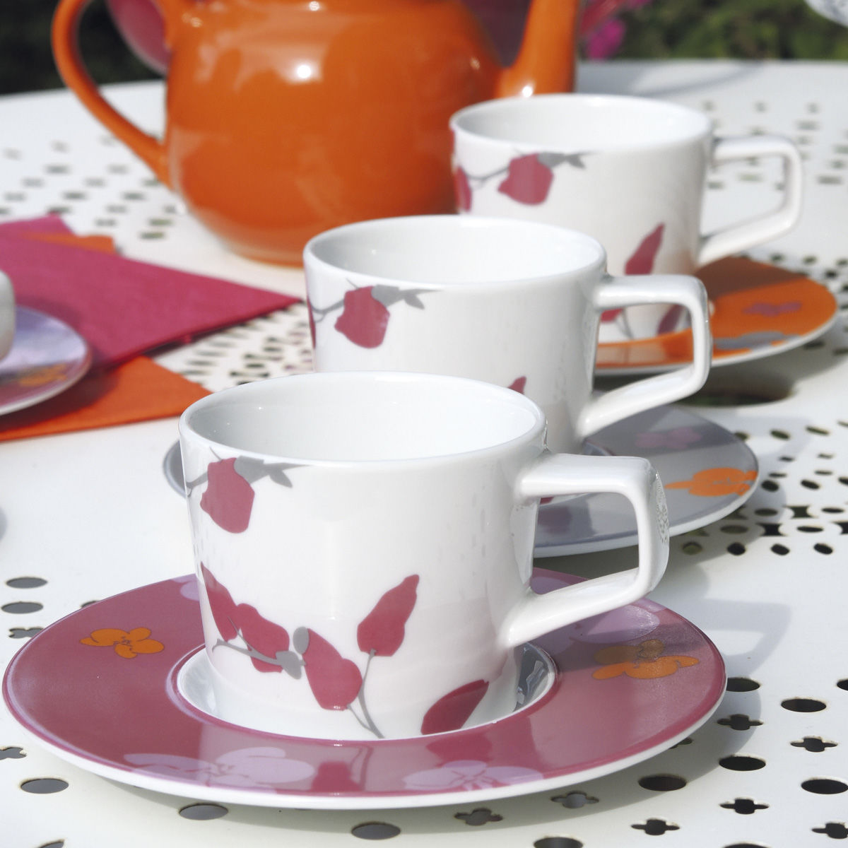 Coffret De 6 Tasses Et Soucoupes à Thé En Porcelaine Vaisselle Chic 